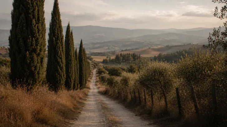 Passeggiata senza meta lungo un sentiero sterrato nel pomeriggio